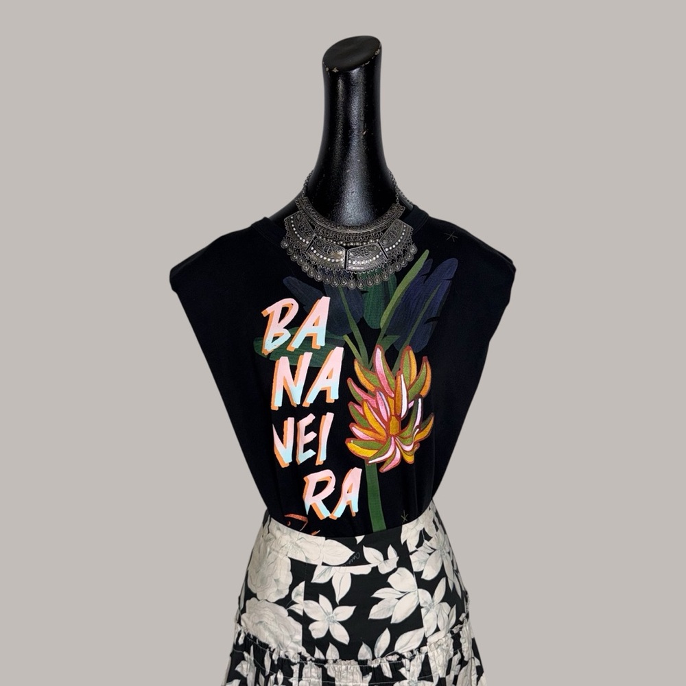 Farm Rio Black Graphic Women's Top - Picture 6 of 9